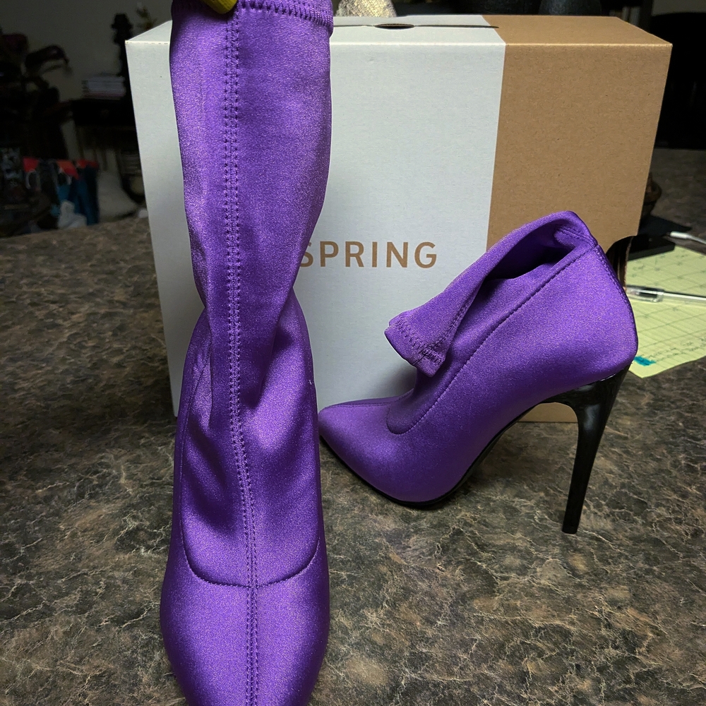 Call It Spring Purple Heeled Boots Sleek Design